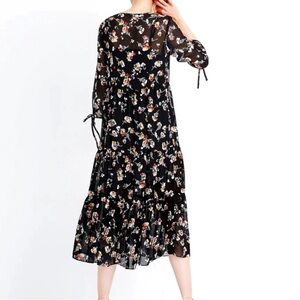 Madewell Black Floral Chiffon Sheer Dress